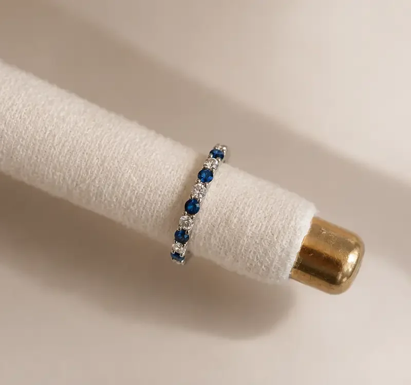 Anillo circonitas azul-Plata 925-Talla 6-Talla 7-Talla 8-Talla 9-C80 Anillo circonitas azul