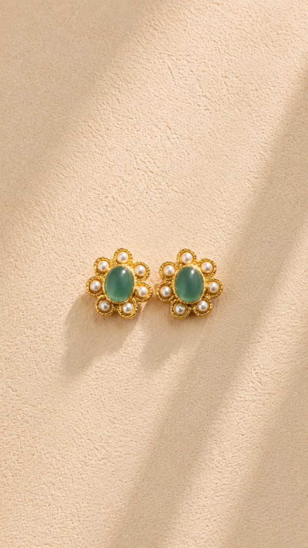 Aretes con centro de opalo