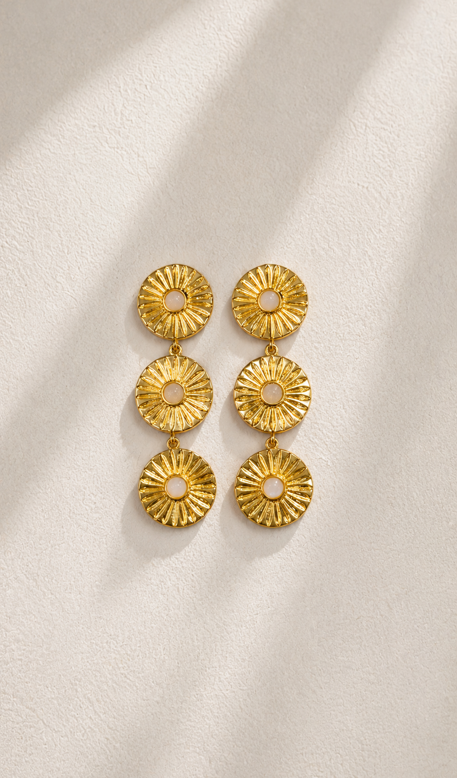 Aretes con centro nacar-C0 Aretes largos con centro de nácar