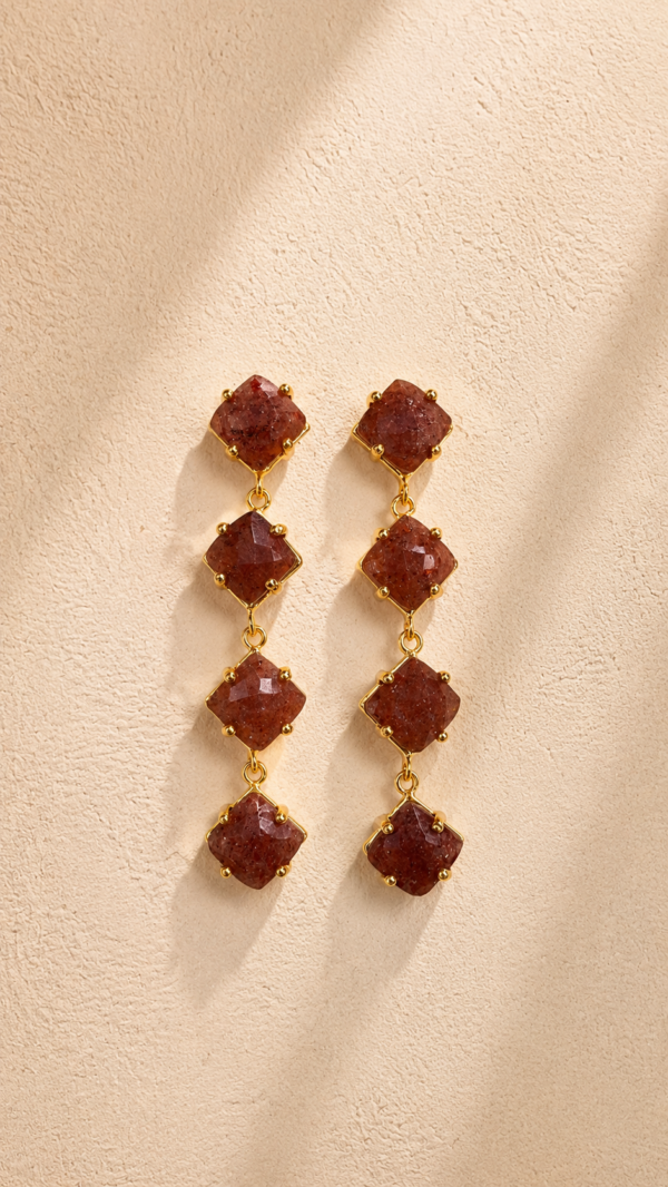 Aretes largos con piedra carnelian