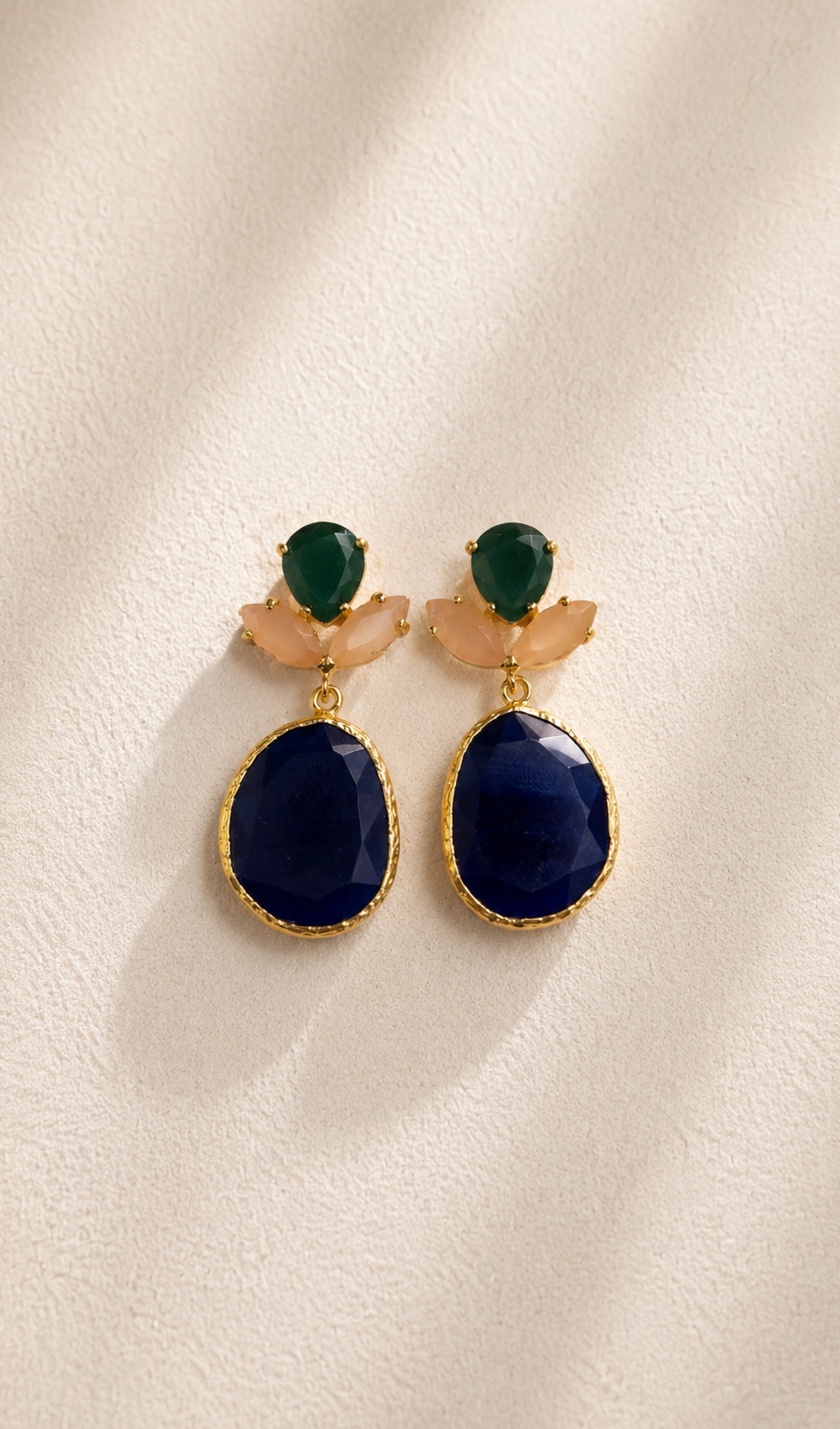 Aretes con piedra de sodalita-C0 Aretes con piedra de sodalita