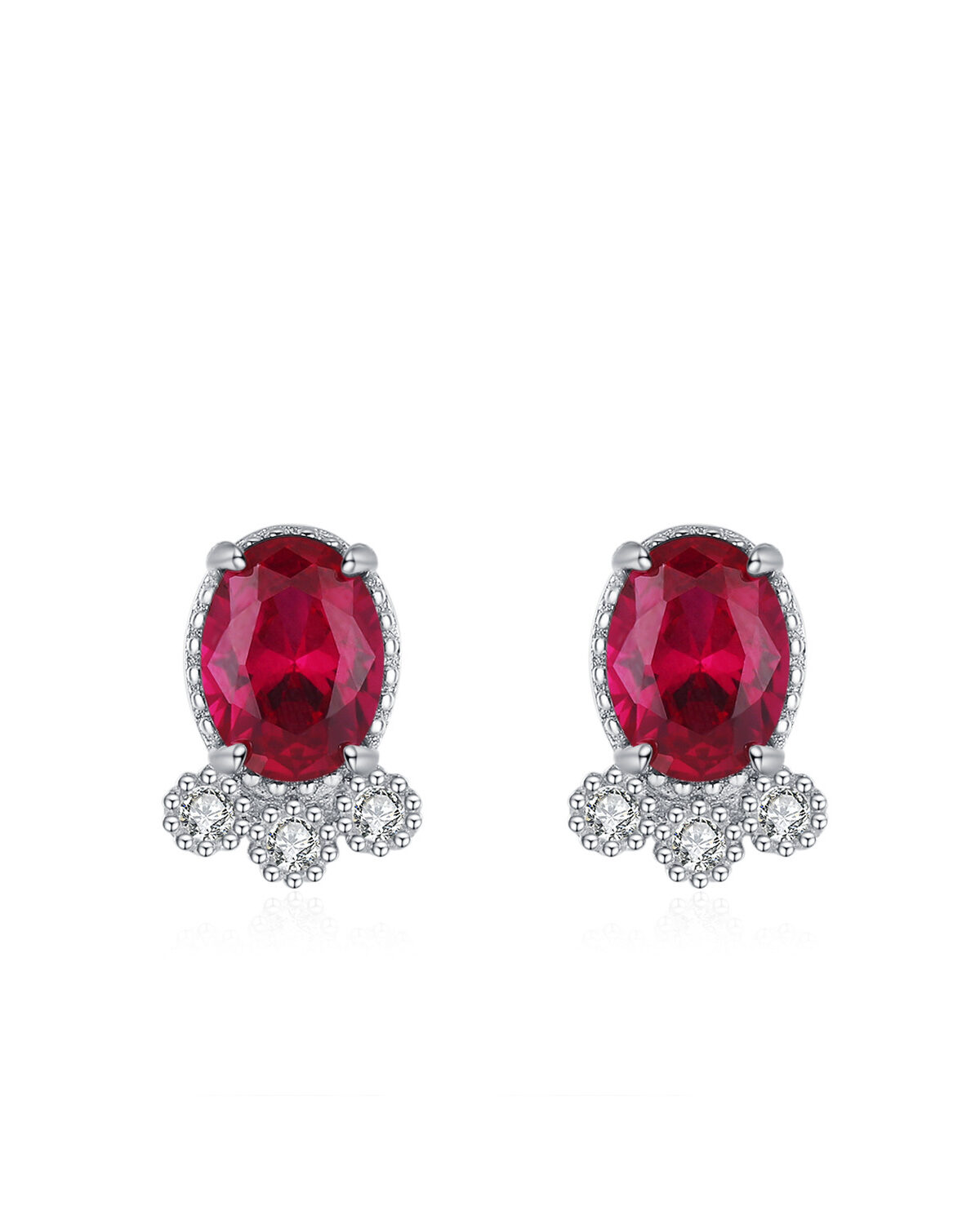 Aretes con piedra imitación rubí
