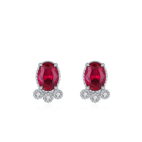 Aretes con piedra imitación rubí
