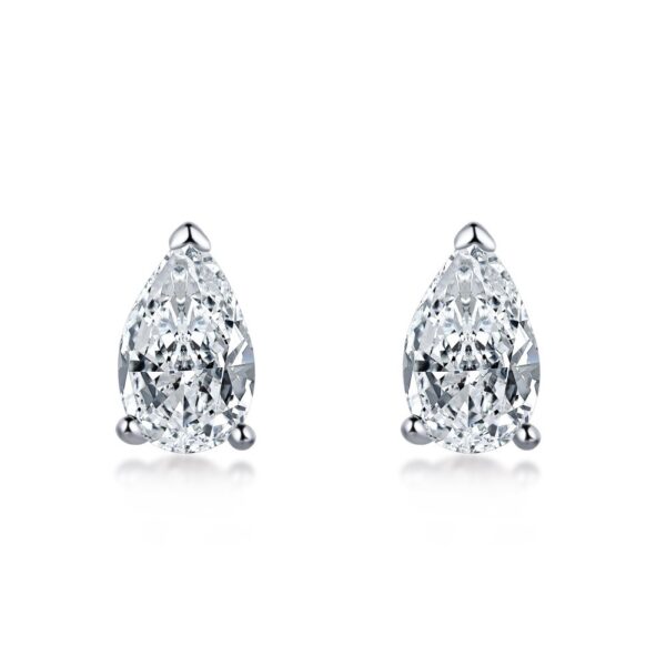 Aretes de gotas simples con baño de oro blanco