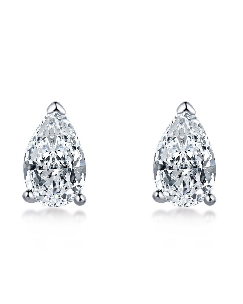 Aretes de gotas simples con baño de oro blanco