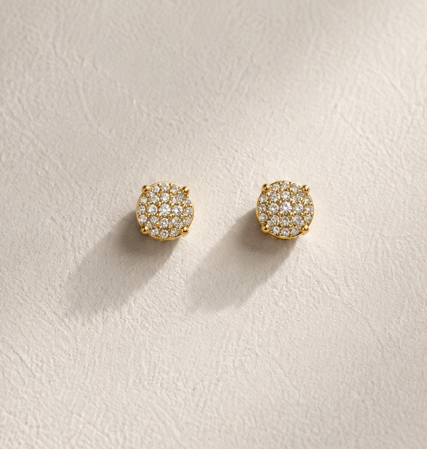 Aretes de moissanite circulares con baño de oro de 18K