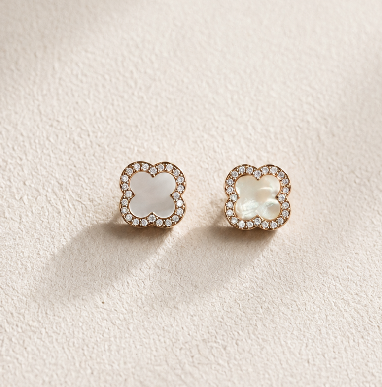 Aretes imitación Van Cleef rose gold
