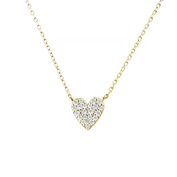 Cadena con dije de corazón y circonitas baño de oro de 18K