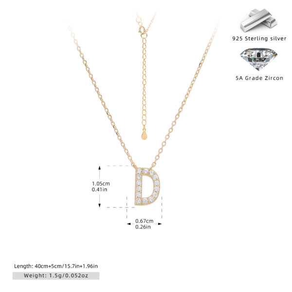 Cadena con dije de inicial D chapado en oro de 18K
