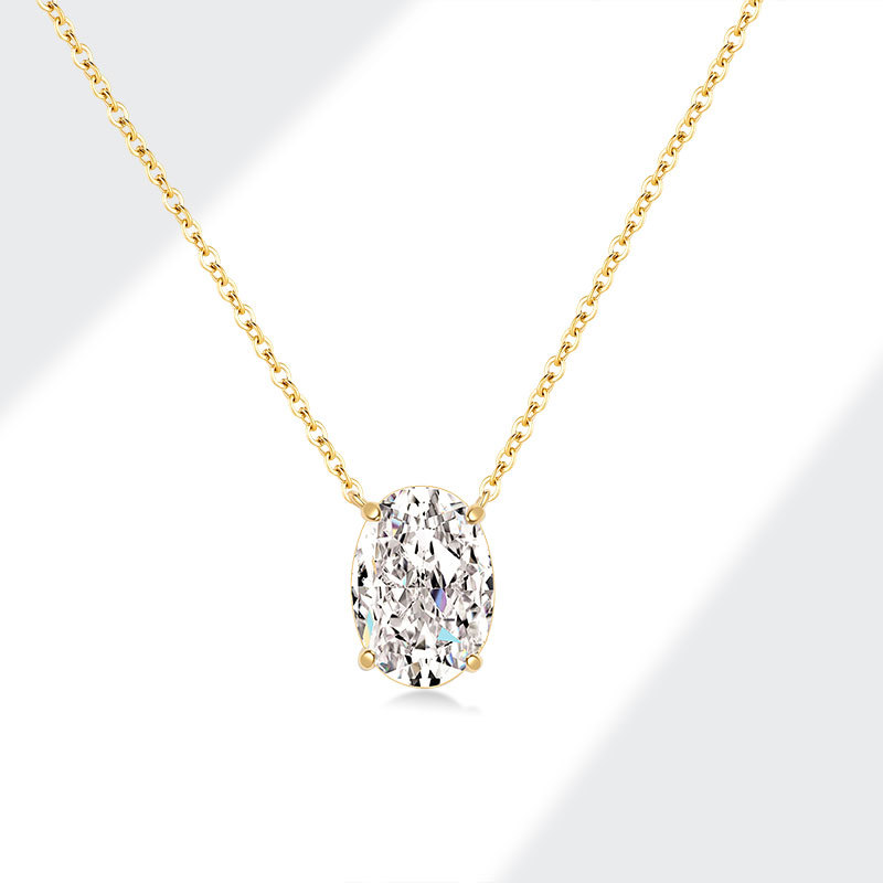 Cadena con dije de piedra grande y baño de oro de 18K-Plata 925-C00 Cadena con dije de piedra grande y baño de oro de 18K