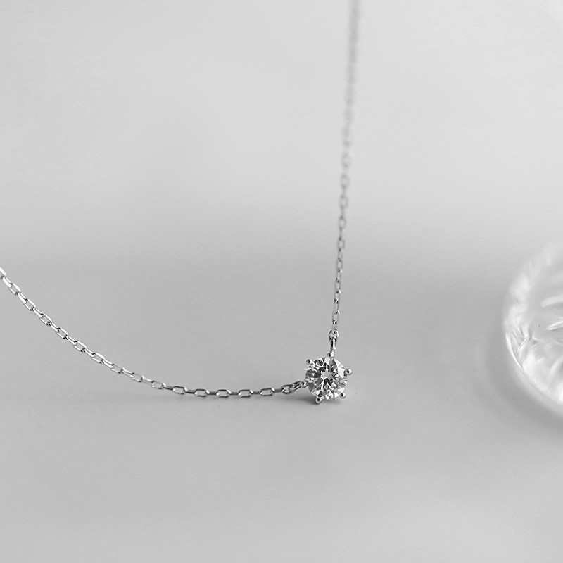 Cadena con dije de punto de luz baño de oro blanco-Plata 925-C0 Cadena con dije de punto luz baño de oro blanco