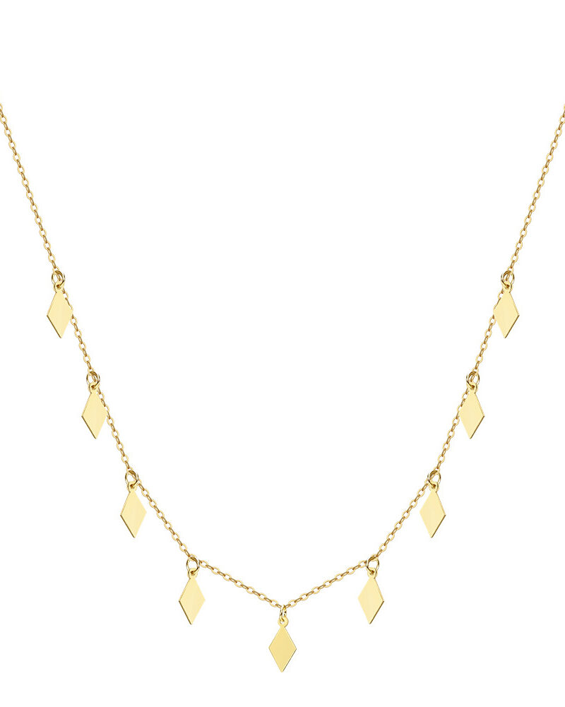 Cadena con dije de rombos y baño de oro de 18K-Plata 925-C35 Cadena con dije de rombos y baño de oro de 18K