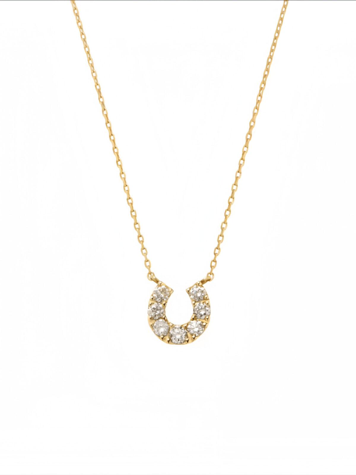 Cadena con dije vaquero y baño de oro de 18K-Plata 925-C0 Cadena con dije de herradura circonitas y baño de oro 18K