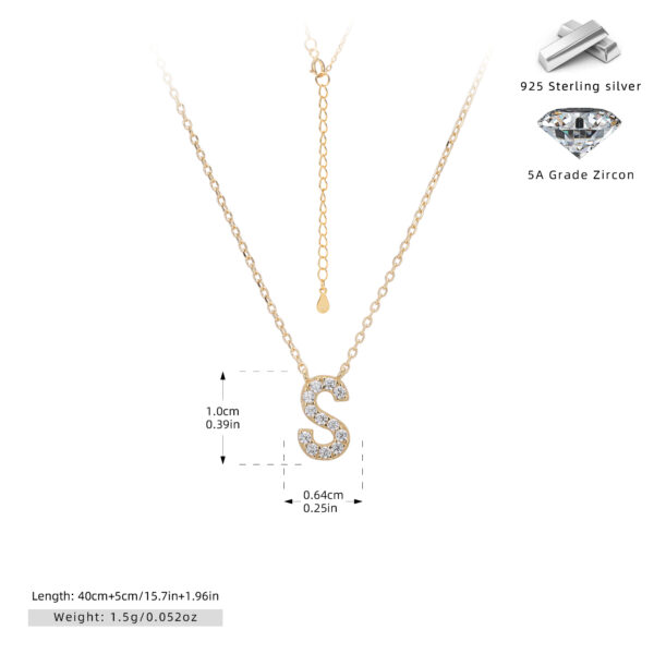 Cadena con dije de inicial S chapado en oro de 18K