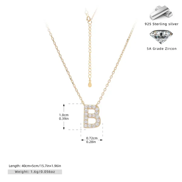 Cadena con dije de inicial B chapado en oro de 18K