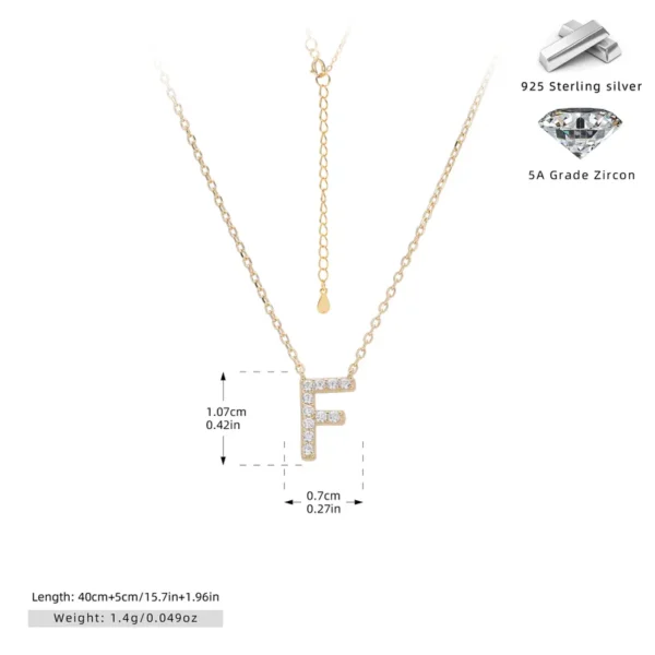 Cadena con dije de inicial F chapado en oro de 18K