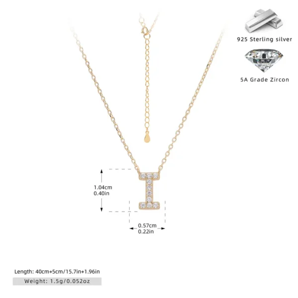 Cadena con dije de inicial I chapado en oro de 18K