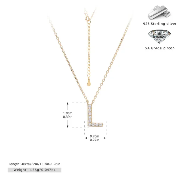 Cadena con dije de inicial L chapado en oro de 18K