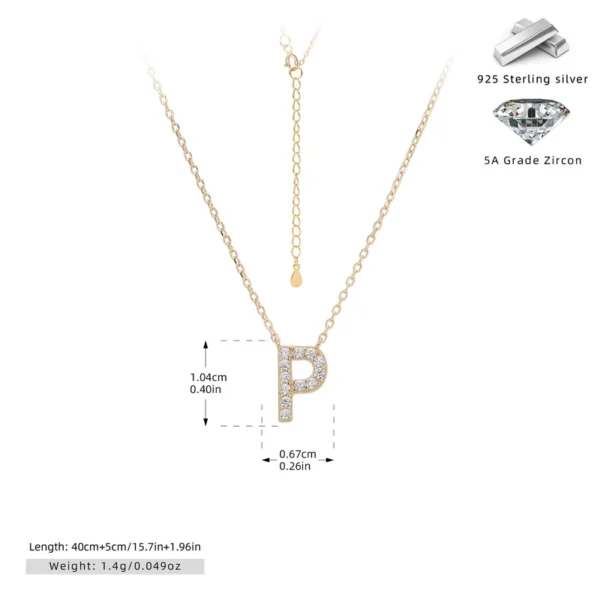 Cadena con dije de inicial P chapado en oro de 18K