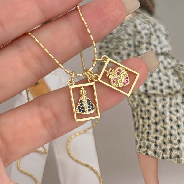 Cadena escapulario virgen y sagrado de corazón de Jesús