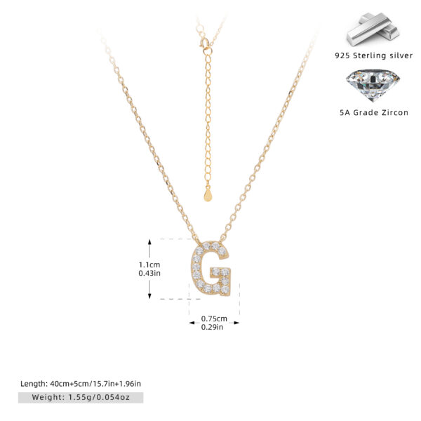 Cadena con dije de inicial G chapado en oro de 18K