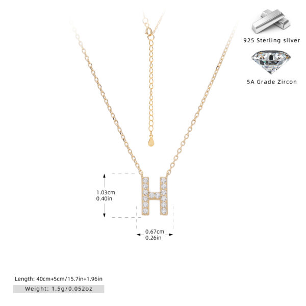 Cadena con dije de inicial H chapado en oro de 18K