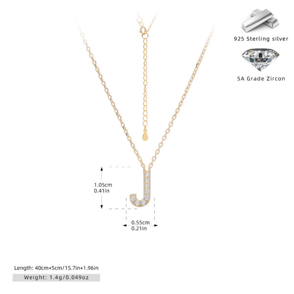 Cadena con dije de inicial J chapado en oro de 18K