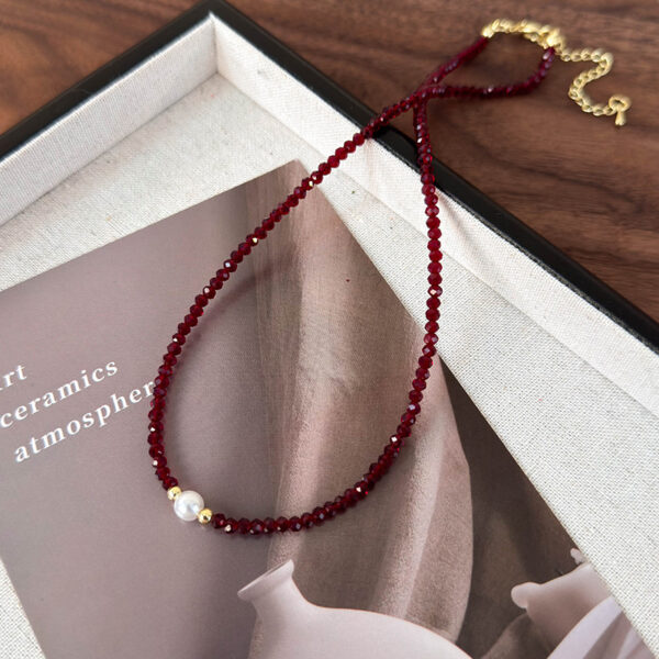 Collar corto cristales rojo