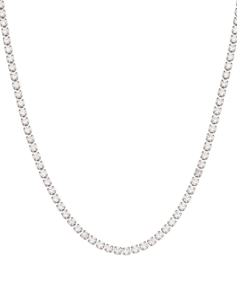Collar tennis plateado-Acero inoxidable 316L-C0 Collar tennis plateado