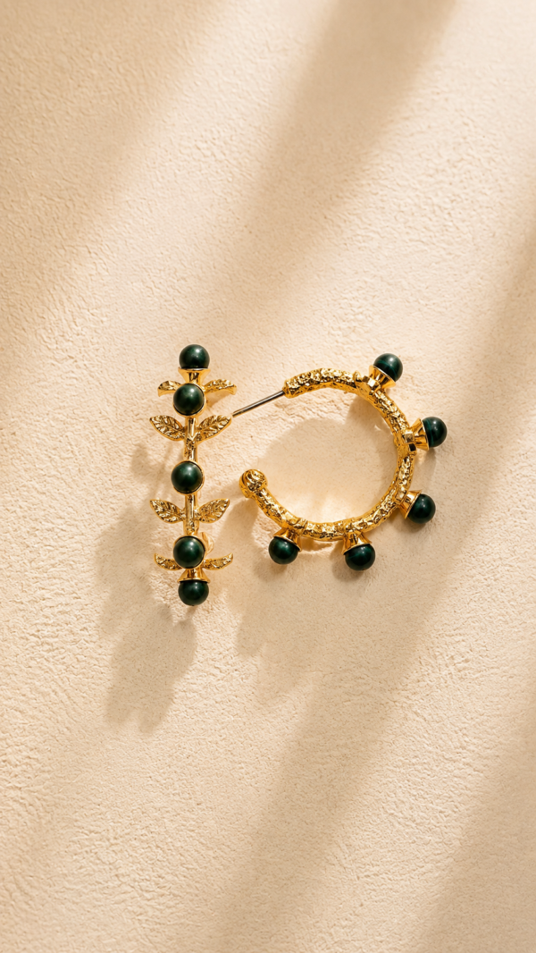 Hoops con piedra green agate