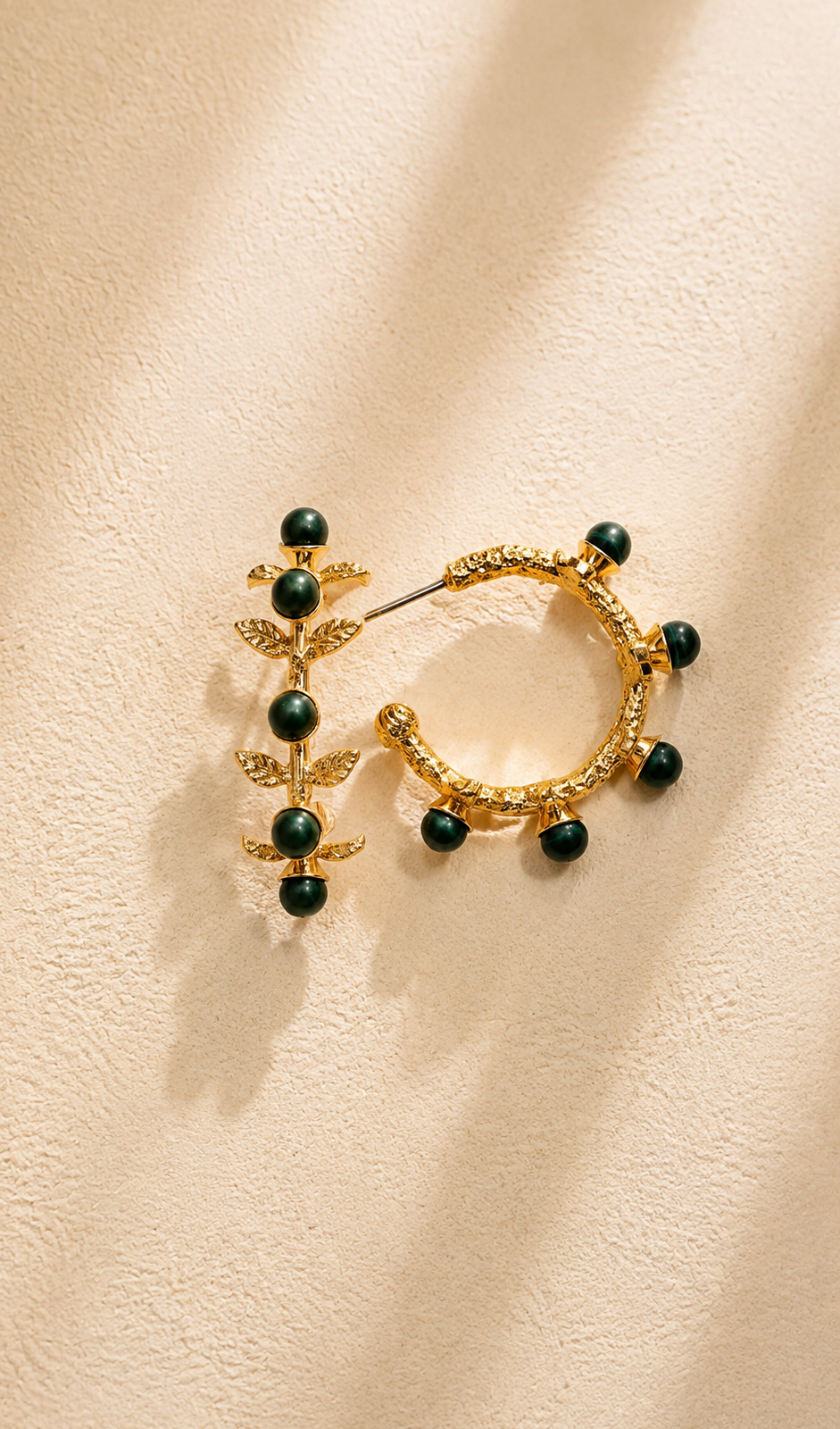 Hoops con piedra green agate-C0 Hoops con piedra green agate