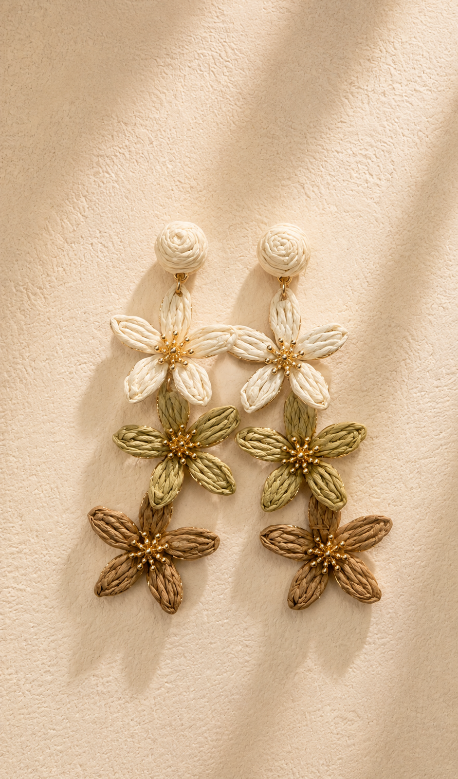 IMG_4092 Aretes de flor de tela triples