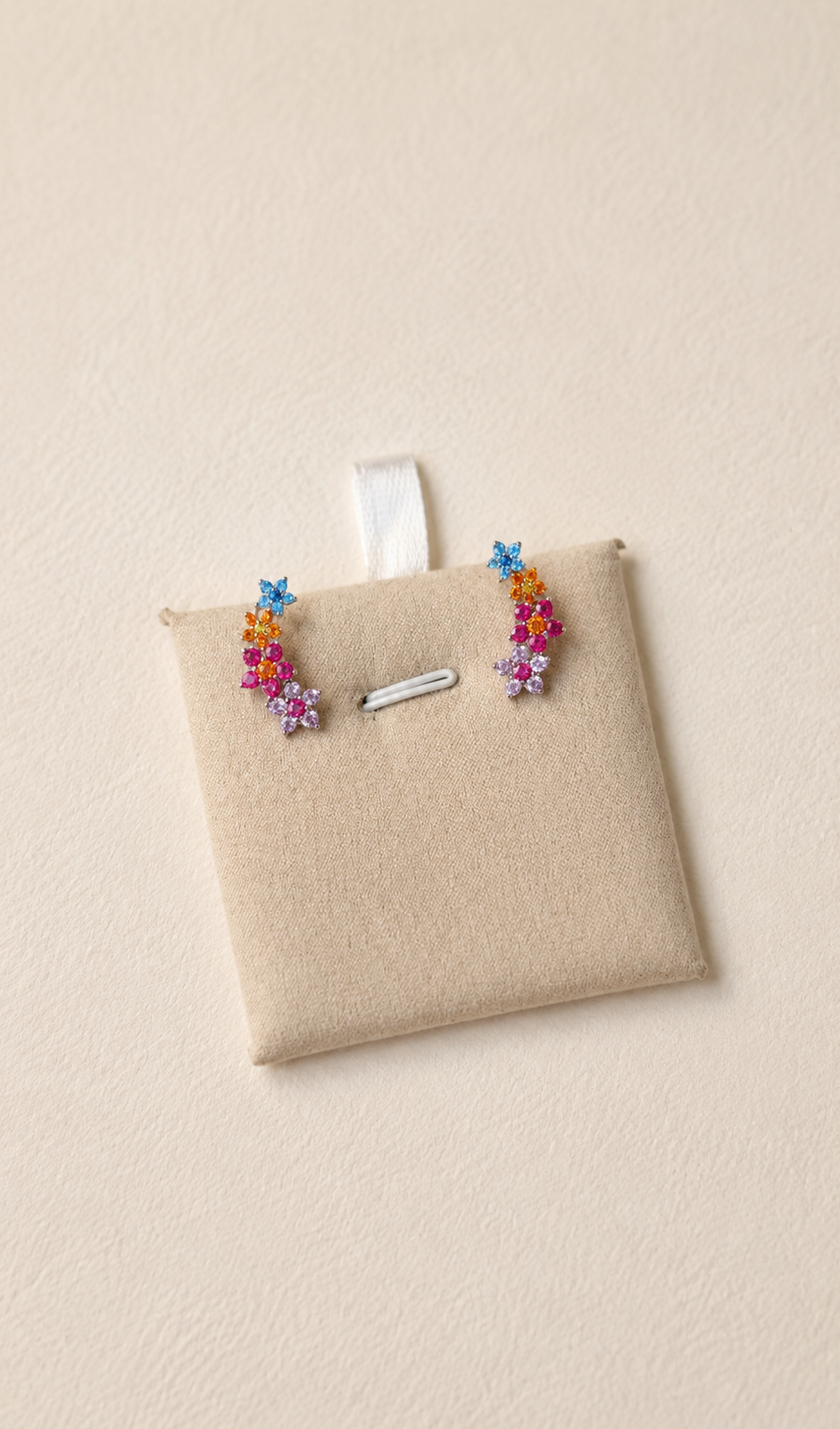 Aretes climbers de flores y circonitas de colores