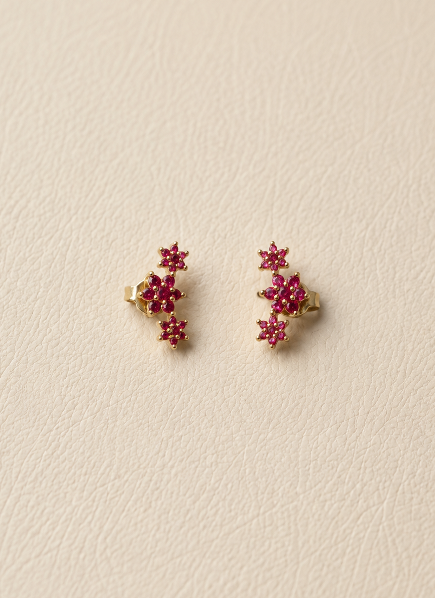 IMG_4329 Aretes climbers de flor mini circonitas rosas
