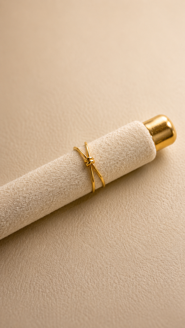 Anillo con nudo y baño de oro de 18K