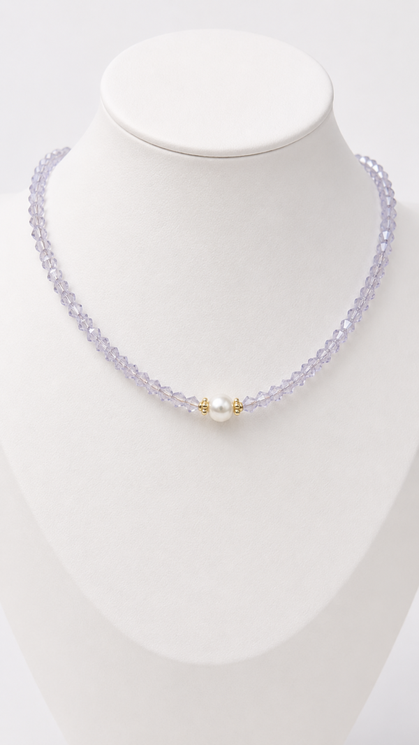 Collar corto cristales azul