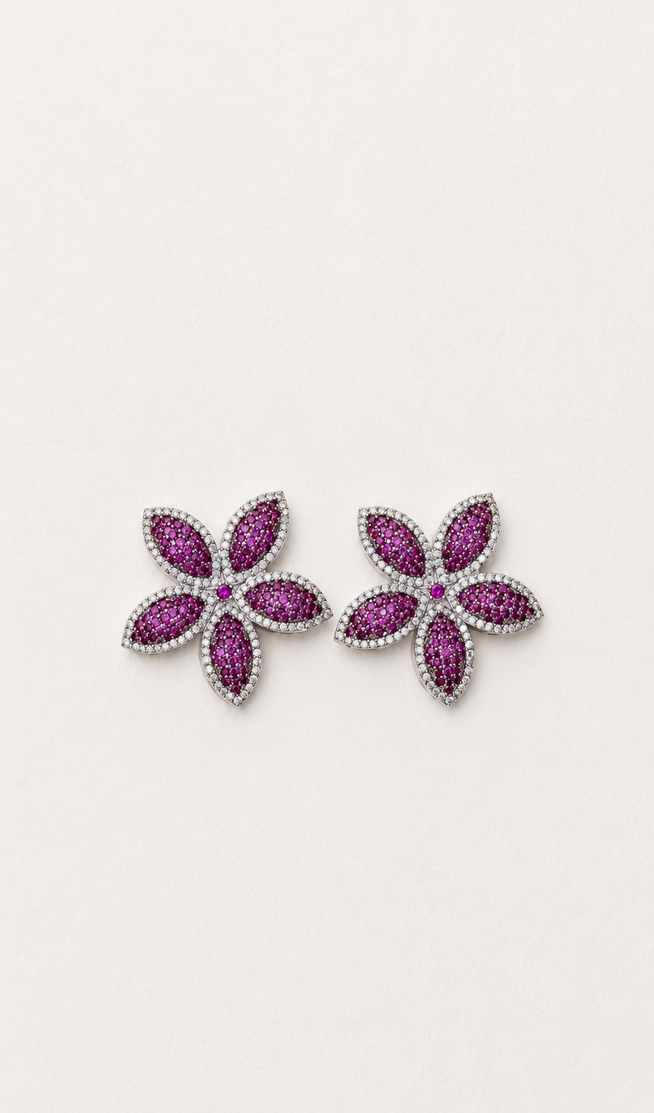 IMG_4492 Aretes de flor con circonitas rosa y plateadas