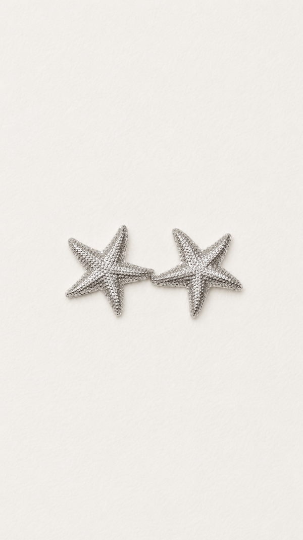 Aretes de estrella de mar color plateado