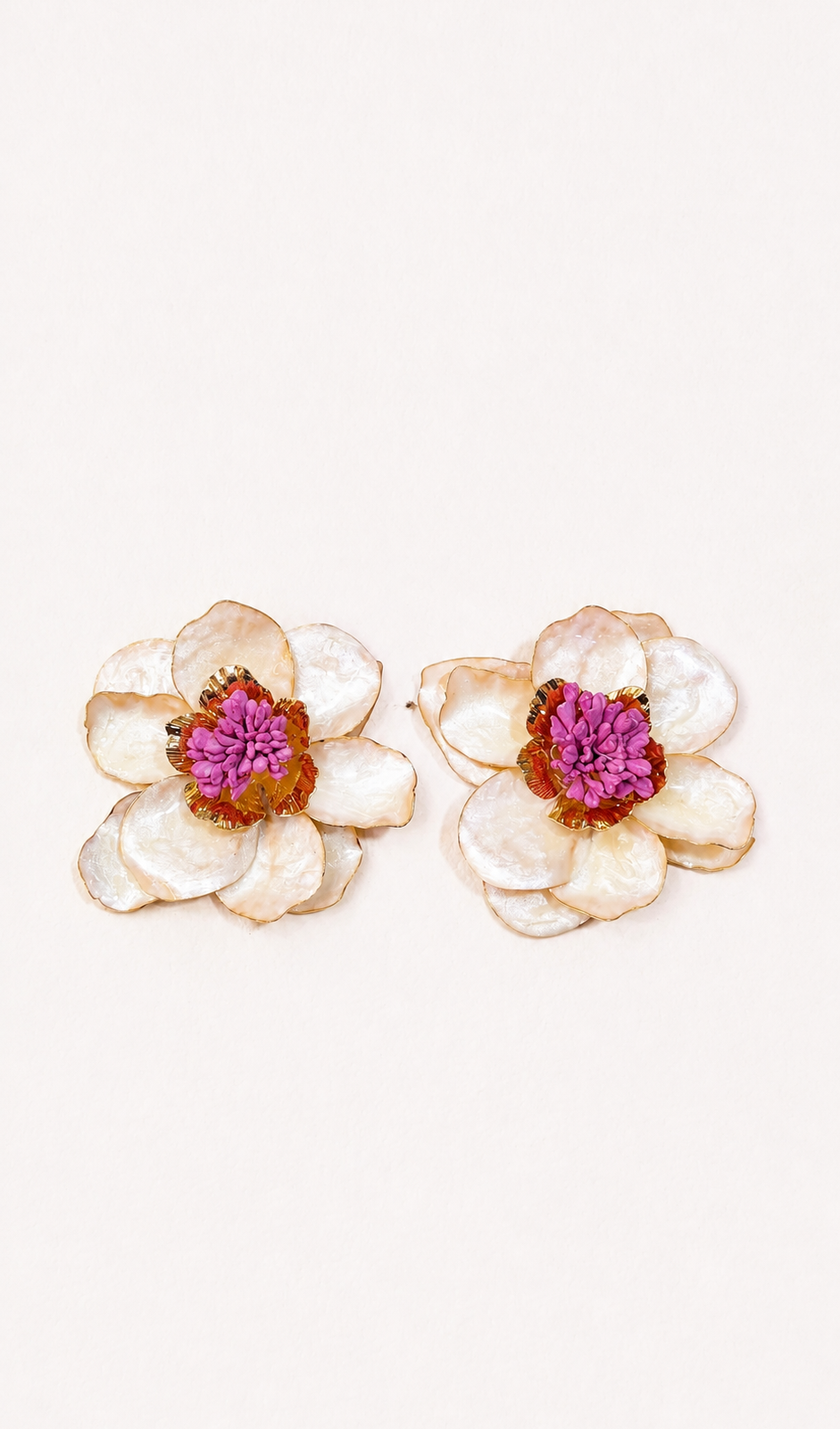 IMG_4496 Aretes de flor grandes con centro rosa