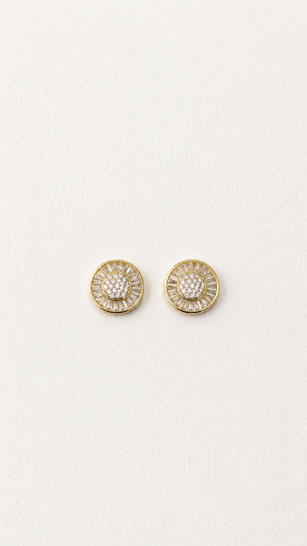 Aretes de circulo con baño de oro de 18K y circonitas