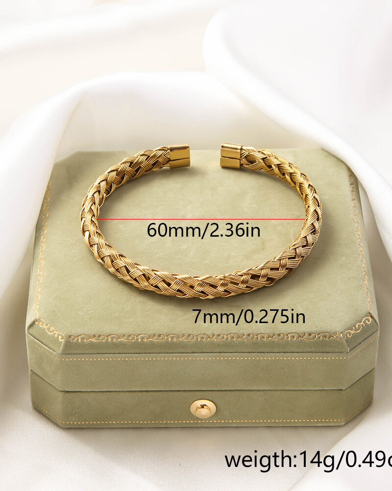 Pulsera abierta estilo serpiente color oro-Acero inoxidable 316L-C5 Pulsera abierta estilo serpiente color oro baño de oro de 18K