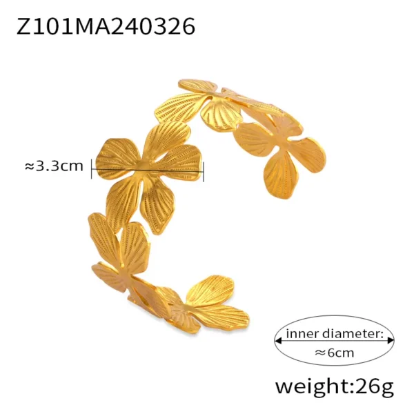 Pulsera ajustable de flores color oro