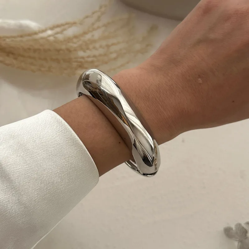 Pulsera color plateado chunky-Acero inoxidable 316L-C5 Pulsera color plateado chunky