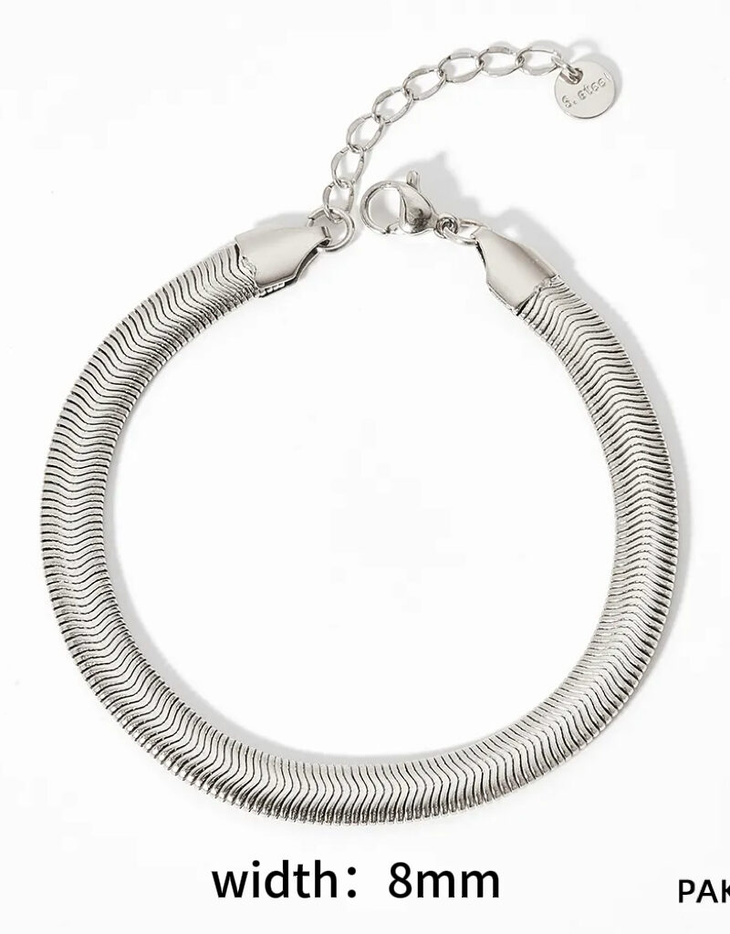 Pulsera color plateado estilo serpiente-Acero inoxidable 316L-C0 Pulsera color plateado estilo serpiente