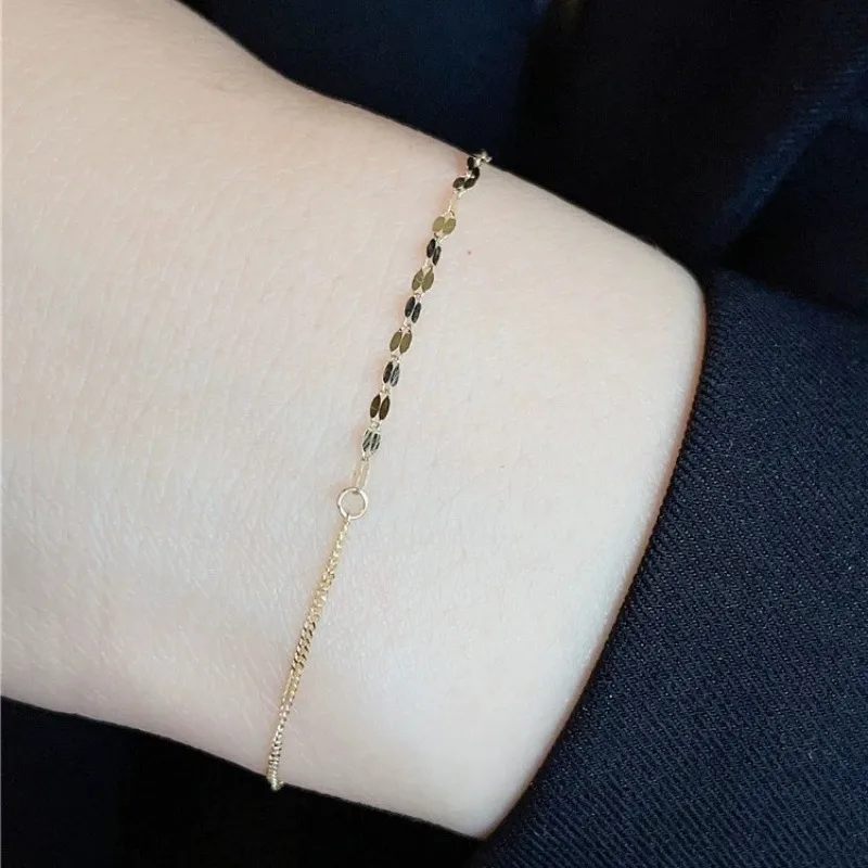Pulsera de cadenas y baño de oro de 18K-Plata 925-C0 Pulsera de cadenas y baño de oro de 18K