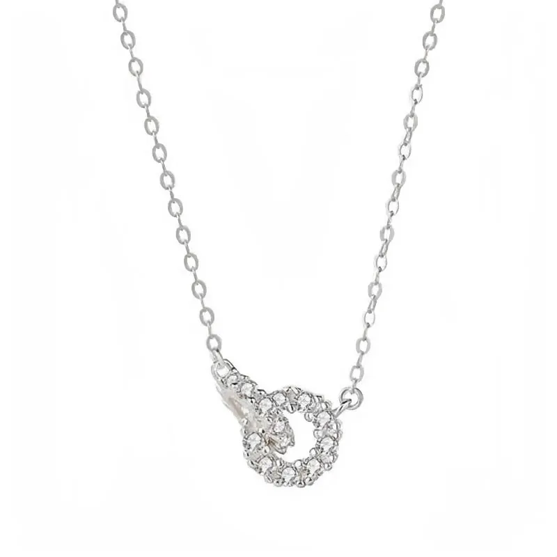 Pulsera de dije de circulos y circonitas color plateado-Plata 925-C5 Pulsera con dije de círculos y circonitas baño de oro blanco