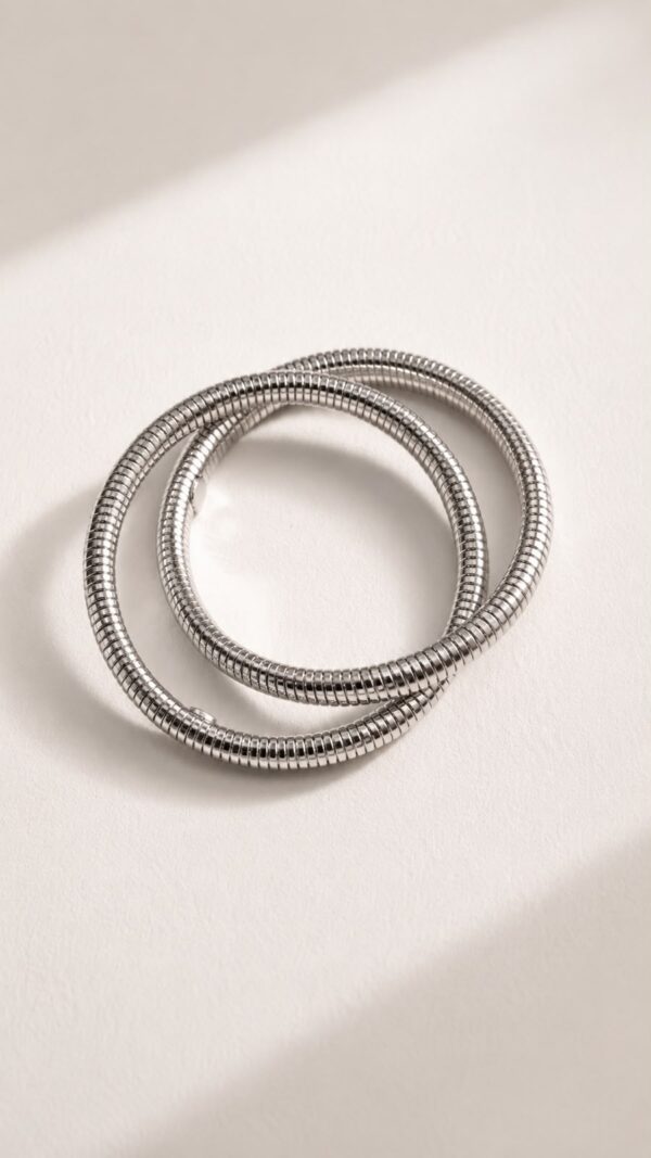 Pulsera doble enredada color plateado