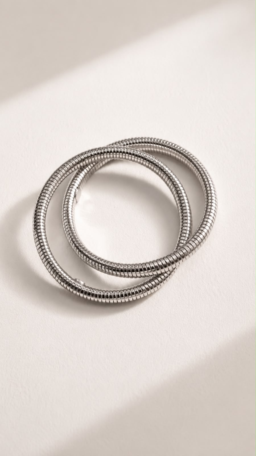 Pulsera doble enredada color plateado-Acero inoxidable 316L-C5 Pulsera doble enredada color plateado