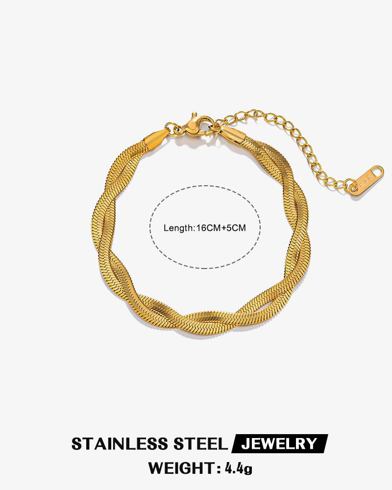 Pulsera estilo serpiente enredada baño de oro de 18K-Acero inoxidable 316L-C5 Pulsera estilo serpiente enredada baño de oro de 18K